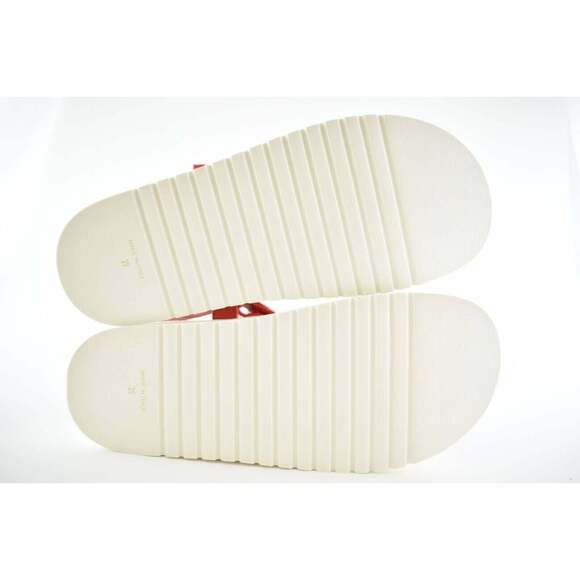 Chanel 20C Red Patent White CC Logo Mule Slide Strap Flat Dad Daddy Sandal 39 - Picture 8 of 8